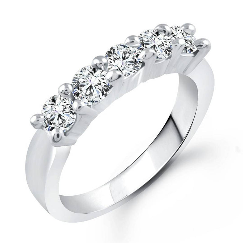 Five Stone (CZ) Rhodium Plated Alloy Ring for Women and Girls - [VFJ1007FRR]