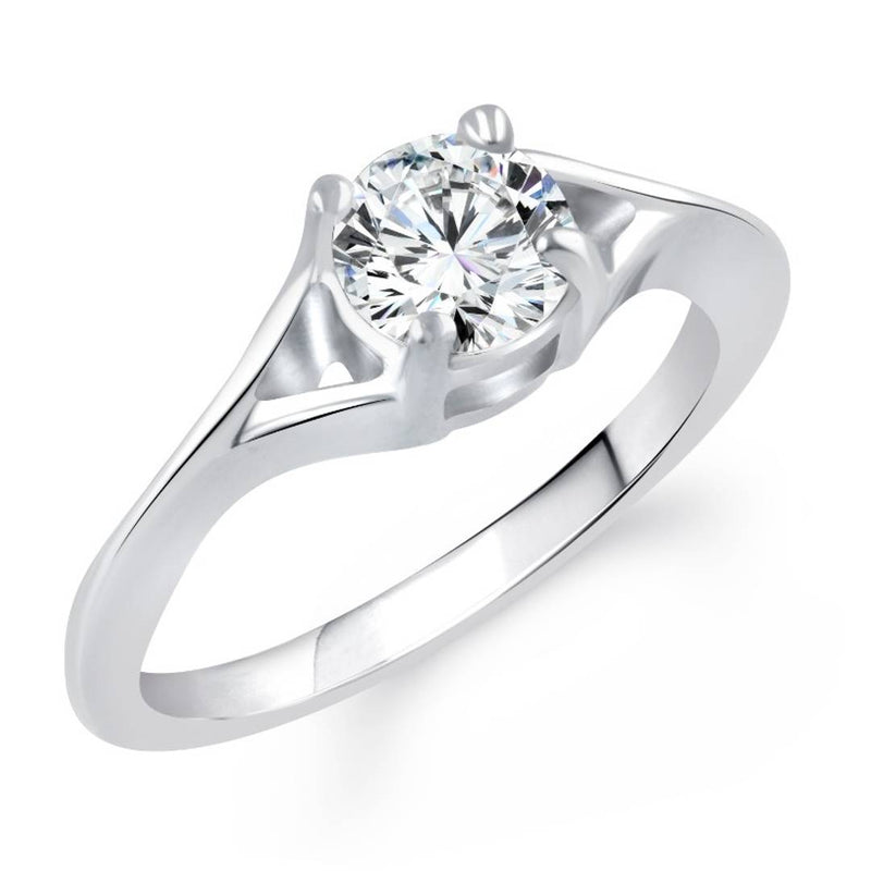 Single Stone Solitare (CZ) Rhodium Plated Alloy Ring for Women and Girls - [VFJ1011FRR]