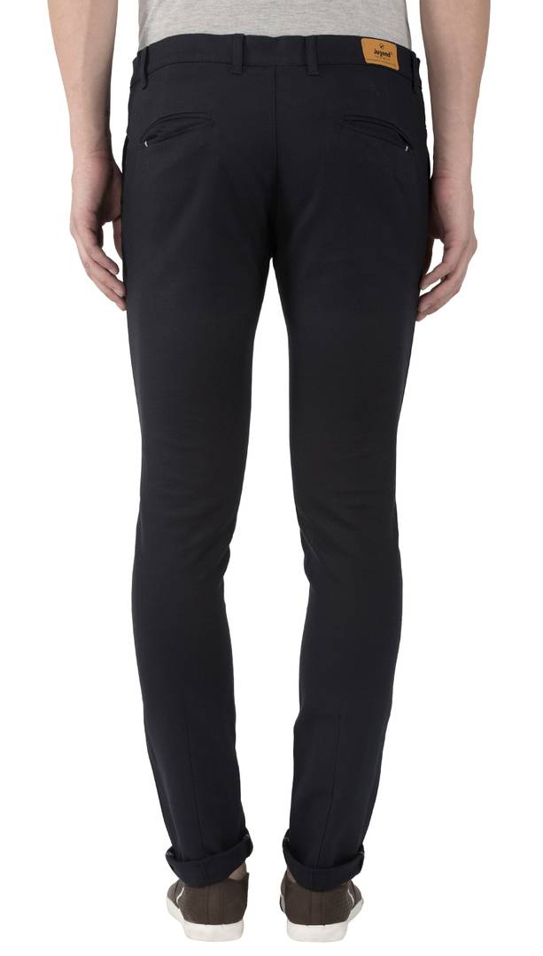 Navy Blue Stretchable Slim Fit Trousers For Men