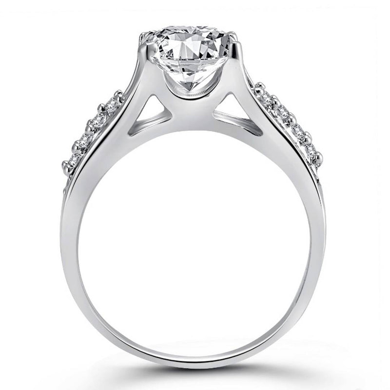 Engagement (CZ) Rhodium Plated Alloy Ring for Women