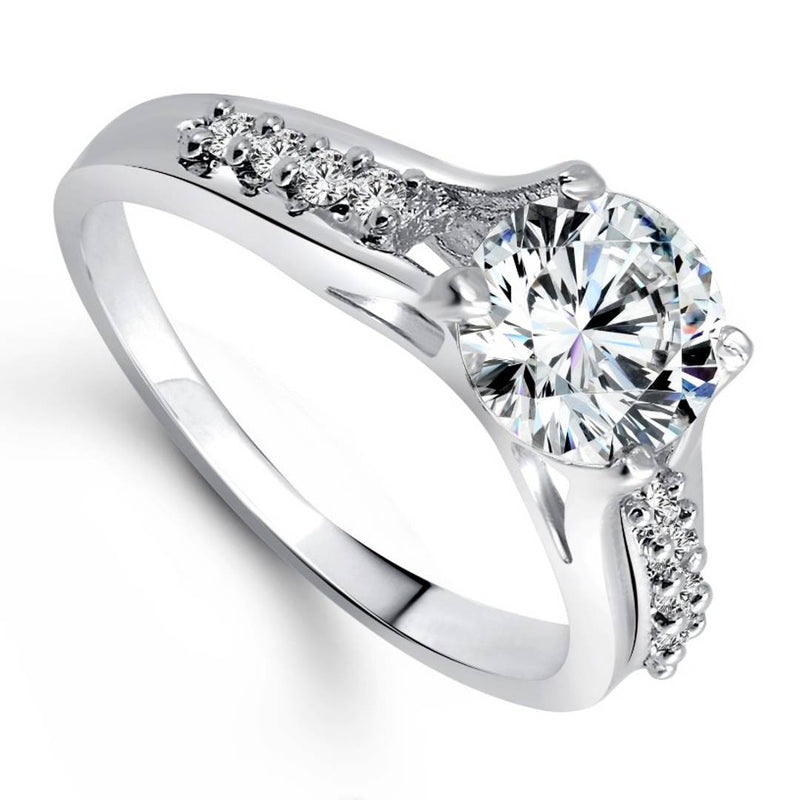 Engagement (CZ) Rhodium Plated Alloy Ring for Women