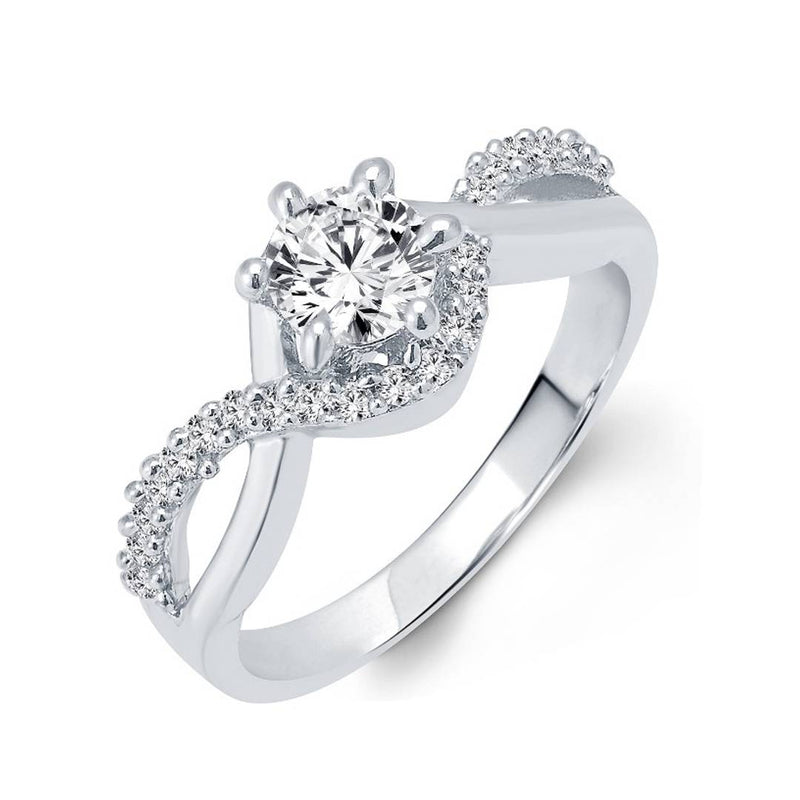 Trendy Design Solitaire (CZ) Rhodium Plated alloy Ring for Women and Girls - [VFJ1032FRR]