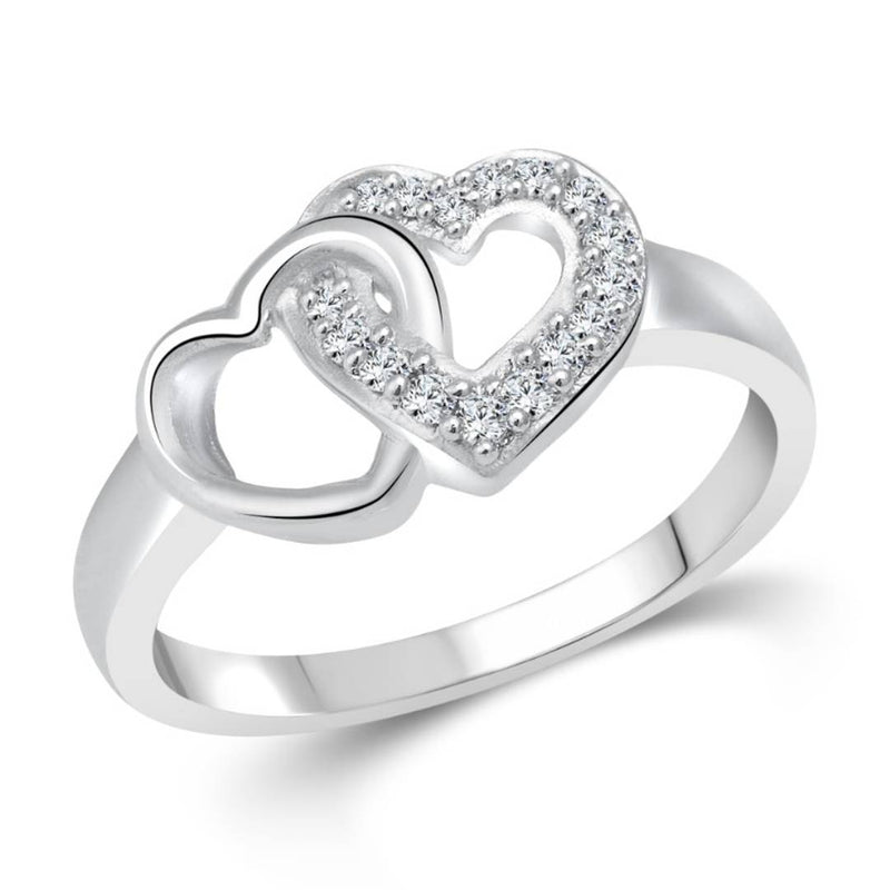 Heart (CZ) Rhodium Plated alloy Ring for Women and Girls