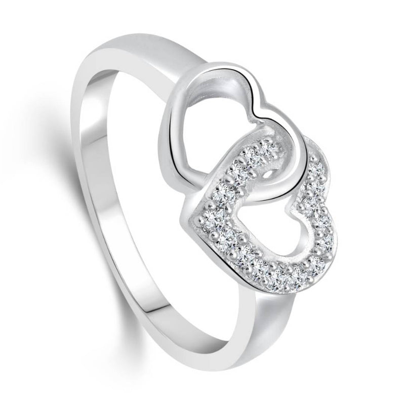 Heart (CZ) Rhodium Plated alloy Ring for Women and Girls