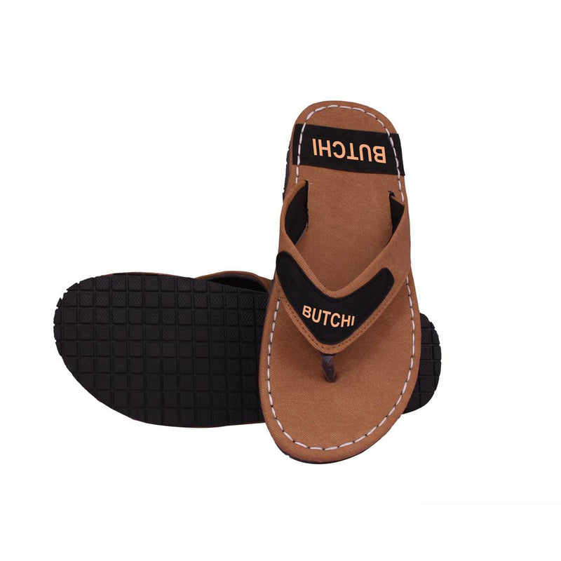 Men's Stylish Beige Synthetic Leather Casual Slipper