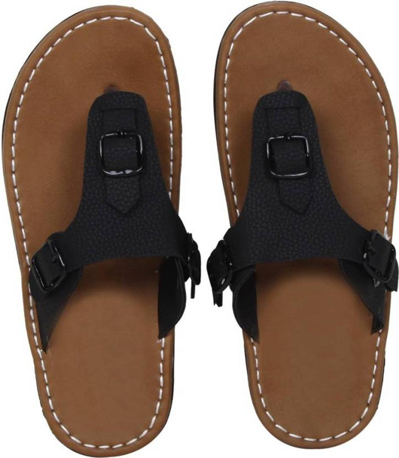 Men's Stylish Black Synthetic Leather Casual Slipper