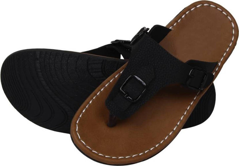 Men's Stylish Black Synthetic Leather Casual Slipper