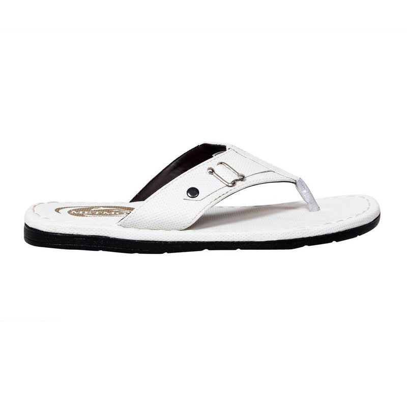 Men's Stylish Whie Synthetic Leather Casual Slipper