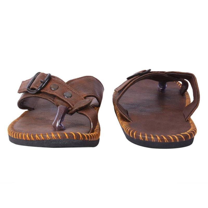 Men's Stylish Tan Synthetic Leather Casual Slipper