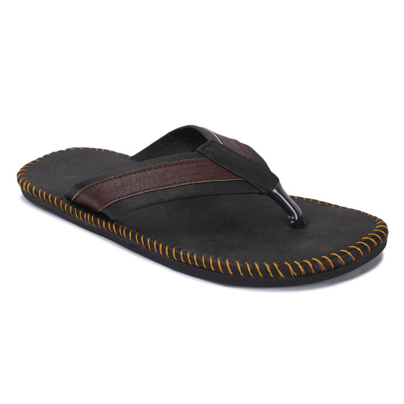 Men's Stylish Brown Synthetic Leather Casual Slipper