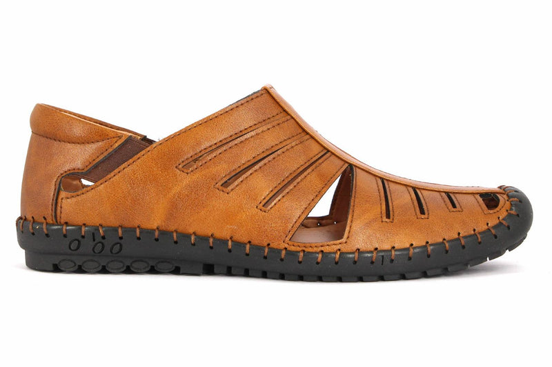 Casual Party Tan Synthetic Roman Sandals for Men