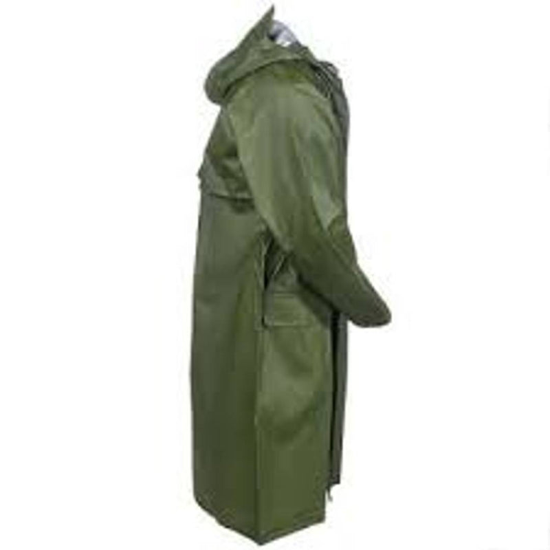 Green Knee Length Long Rain Coat With Cap