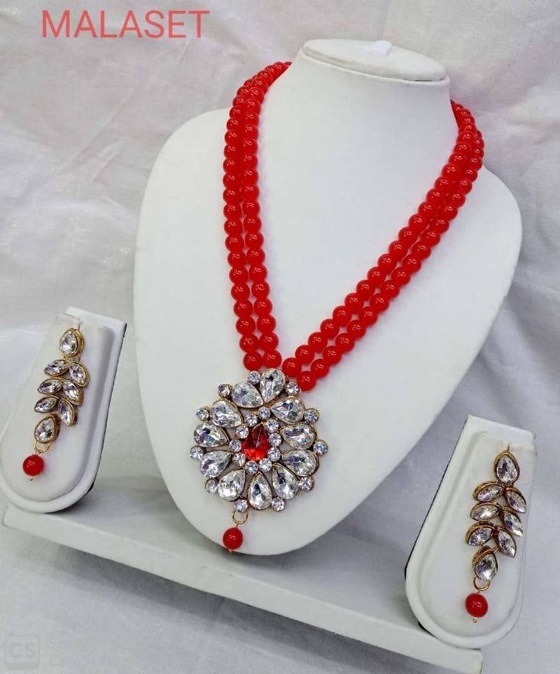 Trendy Pearl and Beads Kundan Necklace Set