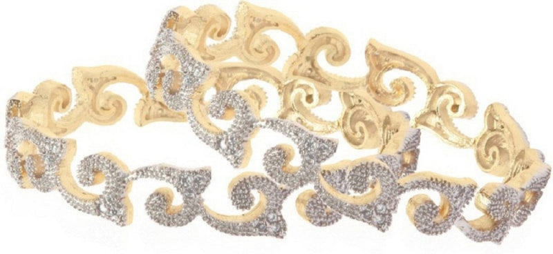 Gold Plated American Diamond Stylish Fancy Kangan Set