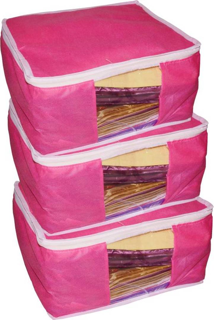 Pack of 3 Non Woven 10inch Designer Height Saree Cover Gift Organizer bag vanity pouch Keep Saree/Suit/Travelling Pouch  (multicolour)