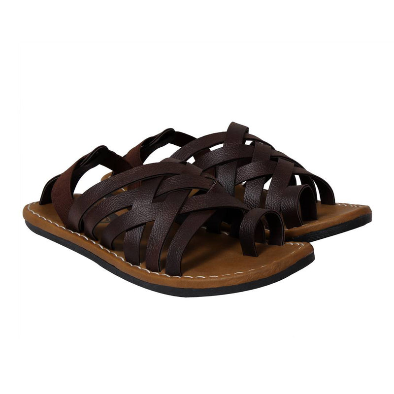 Men's Brown Synthetic Slip on Slippers