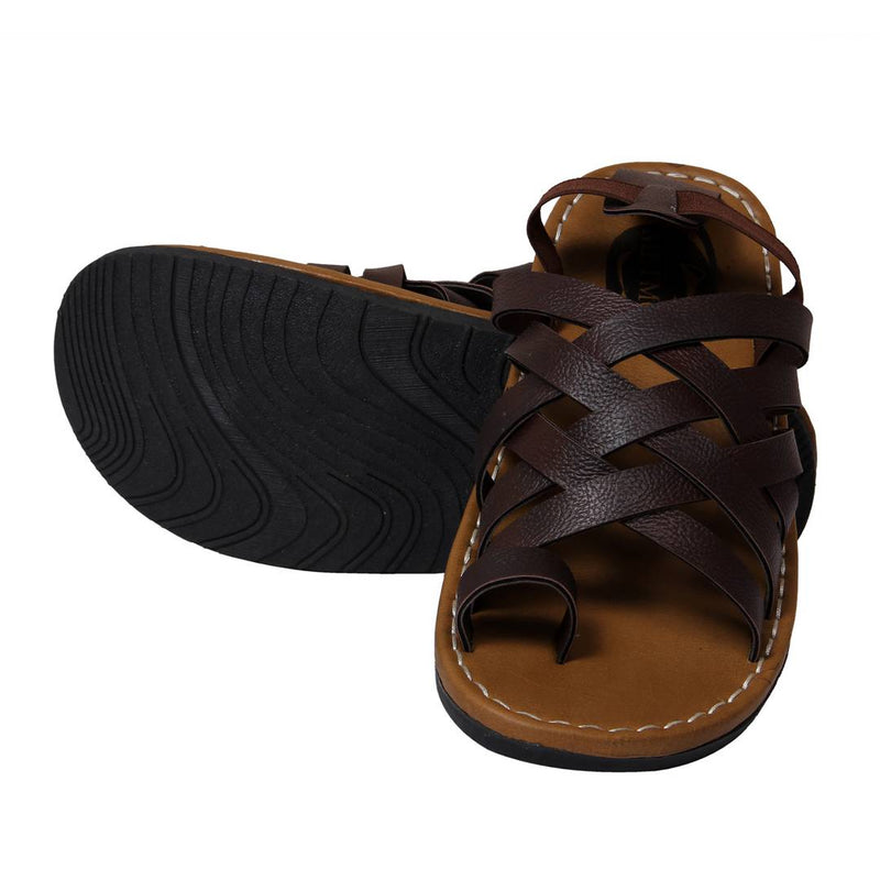 Men's Brown Synthetic Slip on Slippers