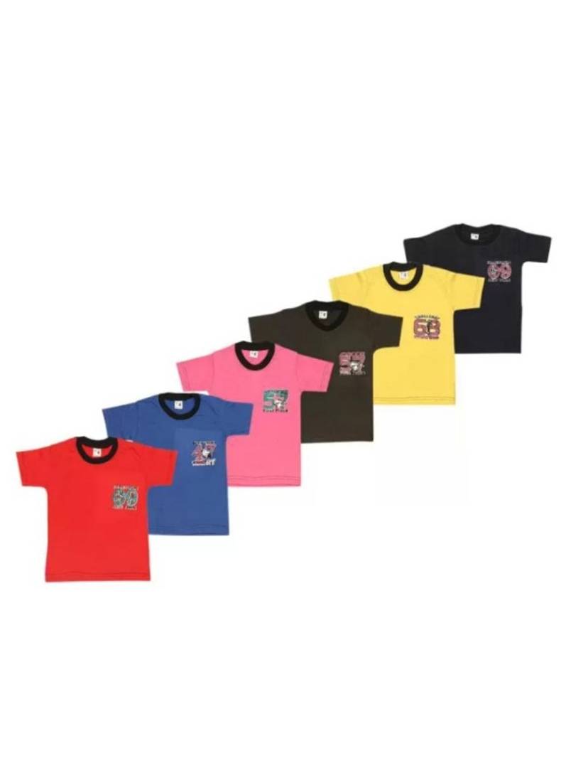 Combo of 6 Multicoloured Cotton Round Neck T-shirt For Boys