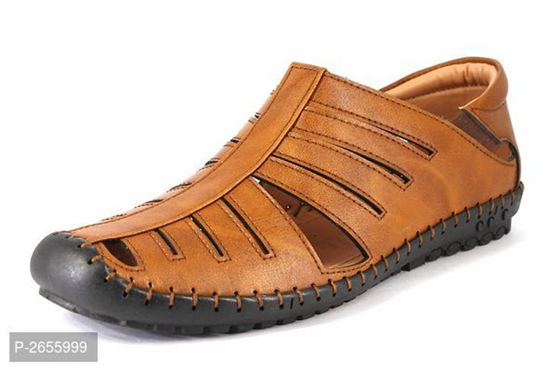 Casual Party Tan Synthetic Roman Sandals for Men