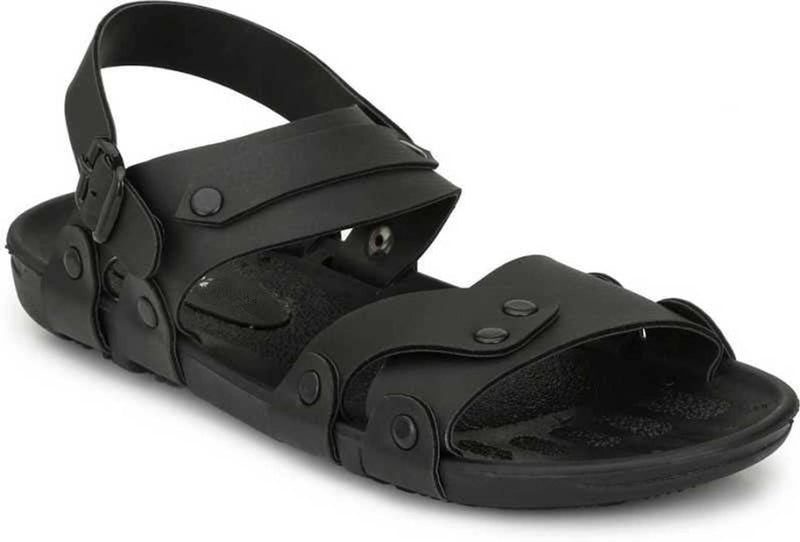 Trendy & Comfy Black Synthetic Leather Sandals for Men