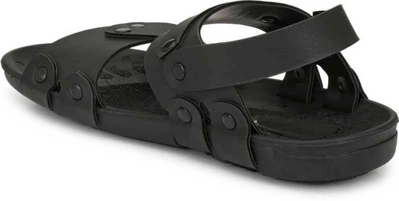 Trendy & Comfy Black Synthetic Leather Sandals for Men