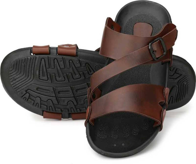 Trendy & Comfy Brown Synthetic Leather Sandals for Men