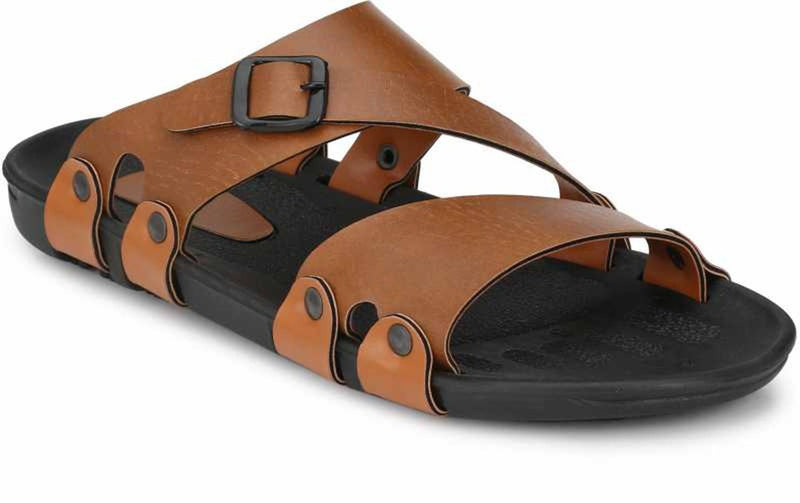 Trendy & Comfy Tan Synthetic Leather Sandals for Men