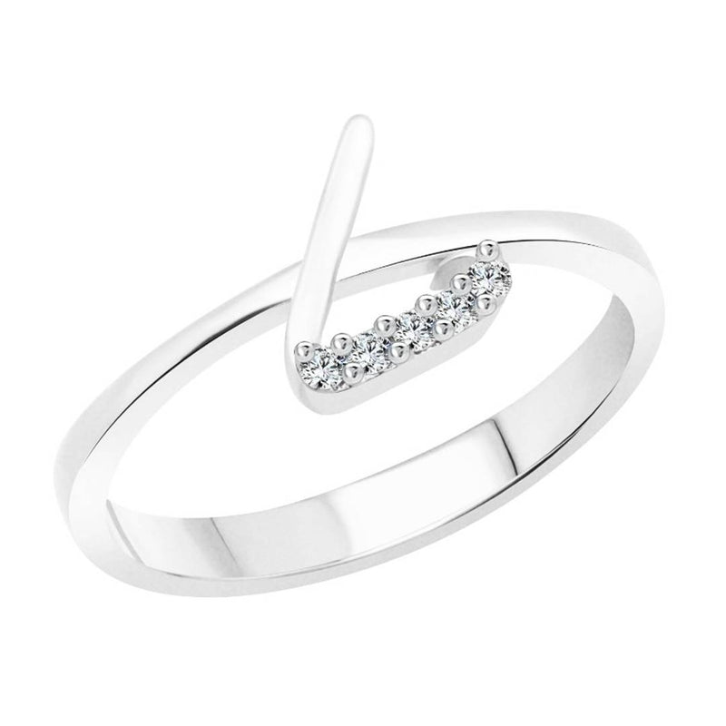 initial ''L'' Alphabet (CZ) Silver and Rhodium Plated Alloy Ring for Women and Girls