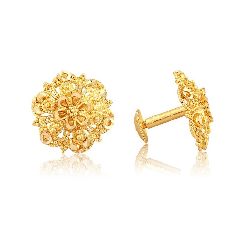 Traditional South Screw Back Alloy Gold and Micron Plated Round Earring