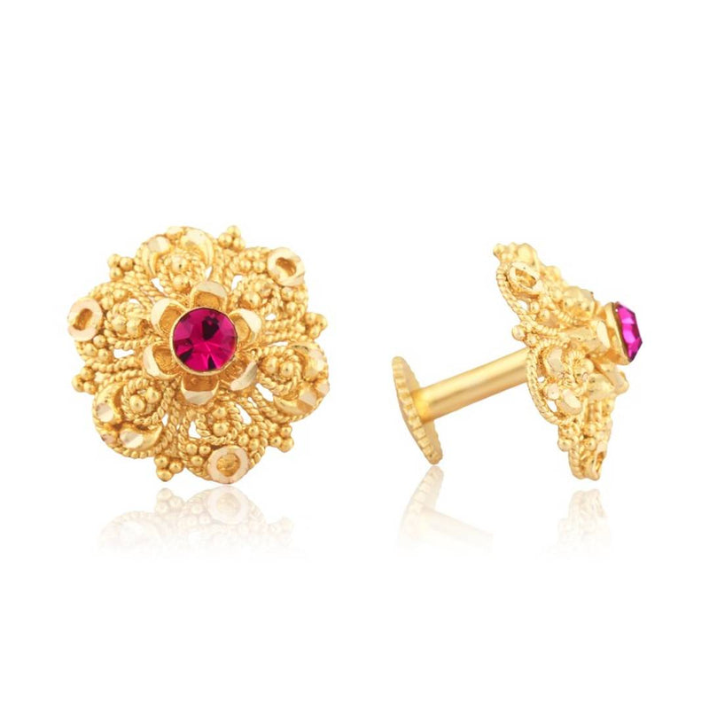 Traditional South Screw Back Alloy Gold and Micron Plated Round Earring