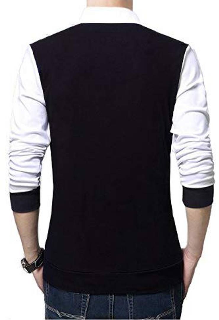 Seven Rocks Black Cotton Blend Self Pattern T-Shirt