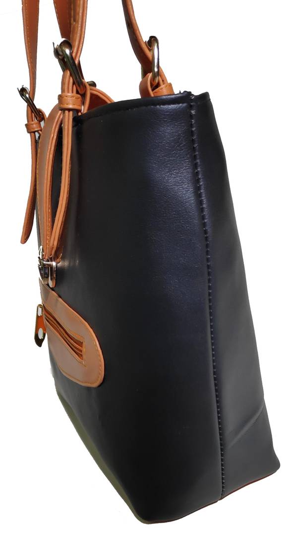 Black Solid Artificial Leather Shoulder Bag