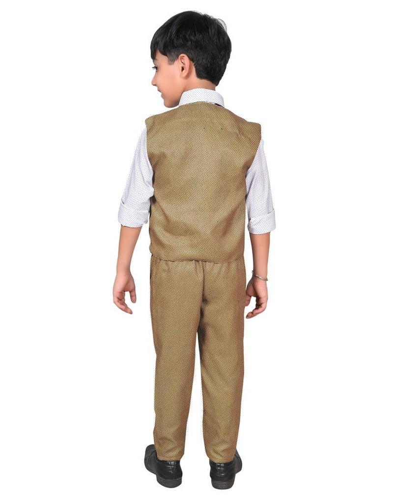 Boys Kids Cotton Blended Waistcoat, Shirt, Tie Trouser Set