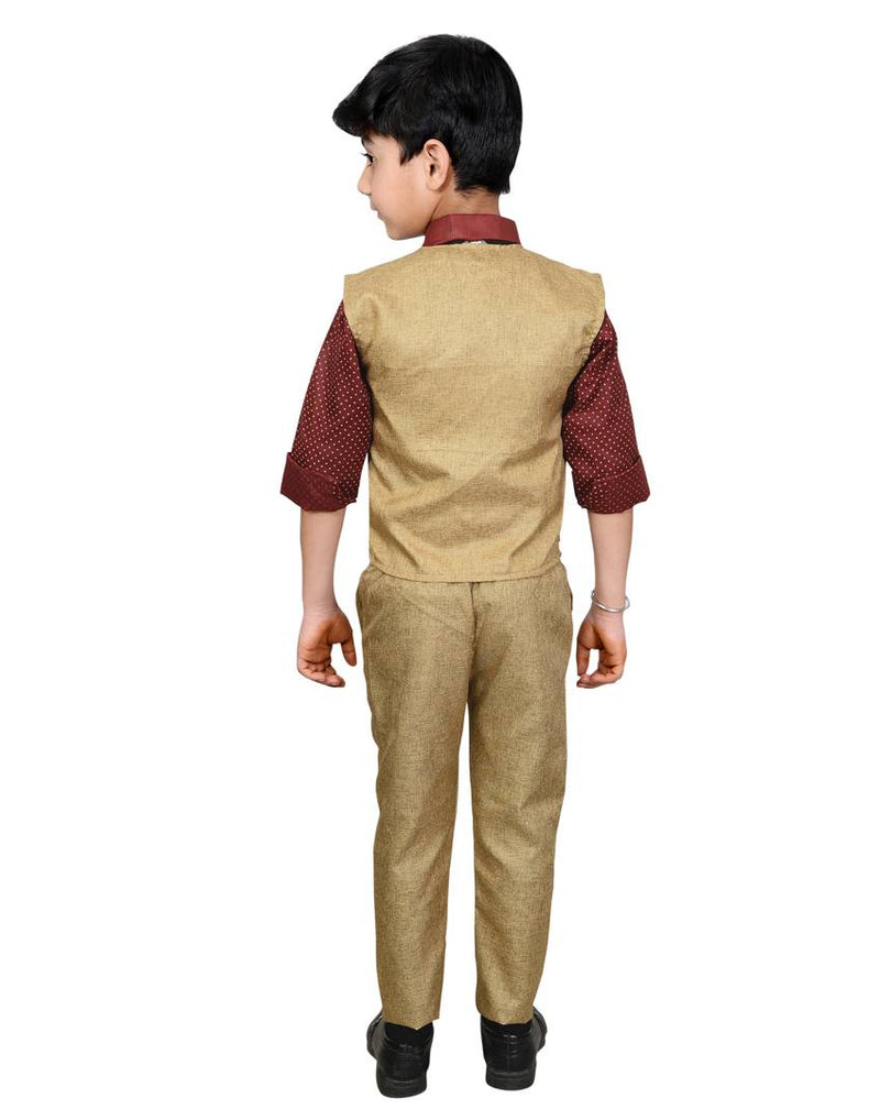 Boys Kids Cotton Blend Waistcoat, Shirt, Tie & Trouser Set