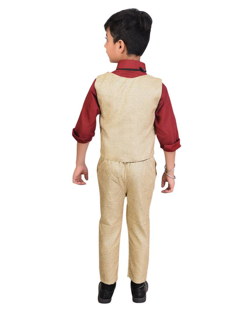 Boys Kids Cotton Blend Waistcoat, Shirt, Tie & Trouser Set