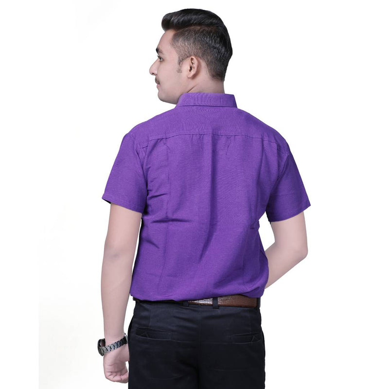 Purple Solid Cotton Regular Fit Formal Shirt for Men's