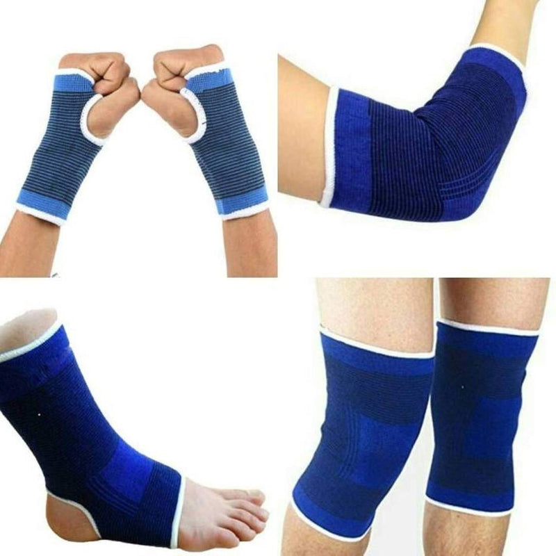Elastic 4-In-1 Ankle Elbow Palm Knee Support For Joint Pain Surgical & Sports Activity - 2 Pair Each