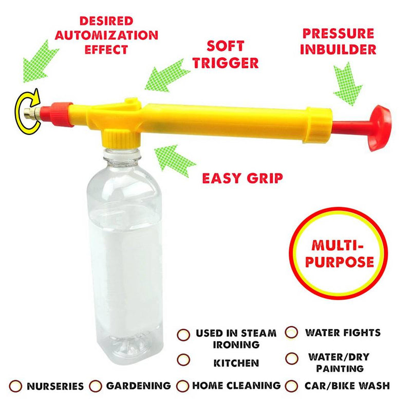 Bottle Attachable High Pressure Indoor & Outdoor Water Spray Gun (Assorted) - 1 Piece