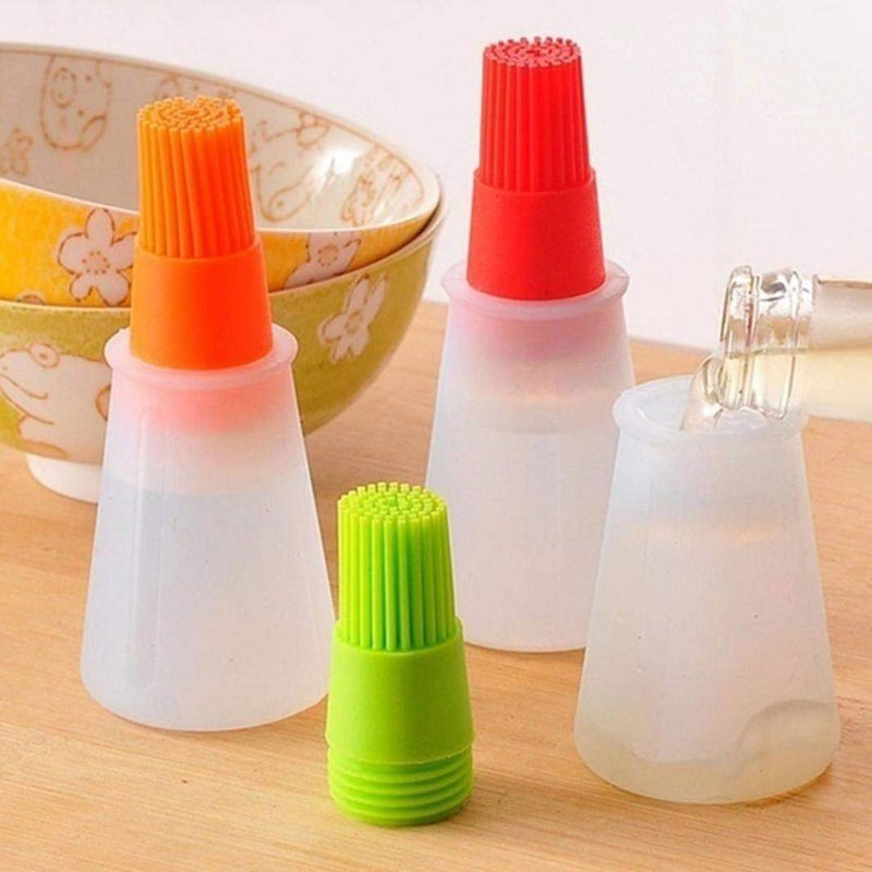 Silicone Cooking Oil Bottle With Basting Brush (Assorted) - 1 Piece