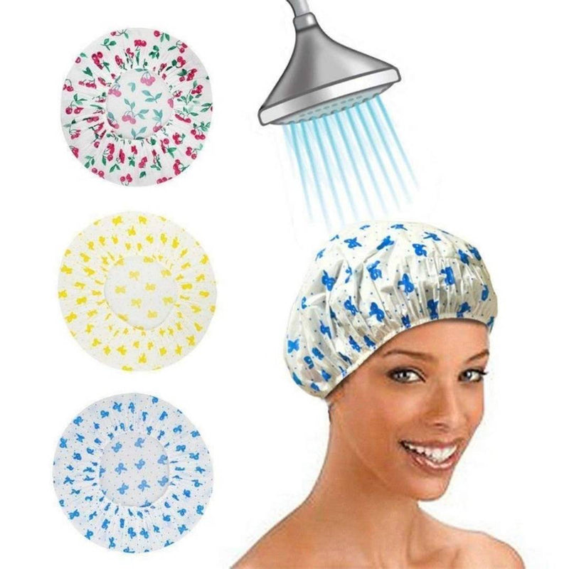 Reusable Waterproof Elastic Shower Cap - Pack Of 4