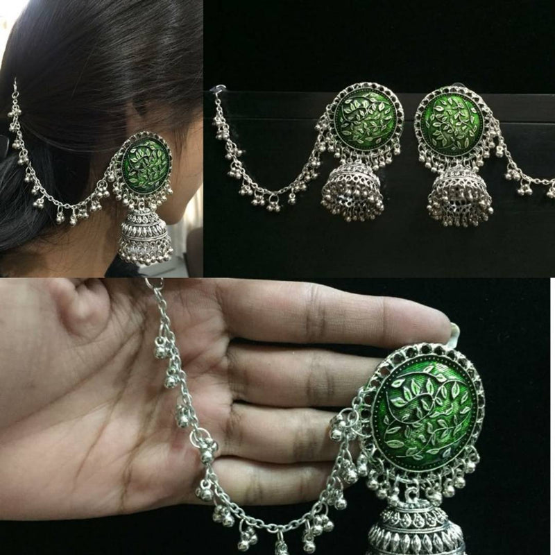 New Designer Oxidised Bahubali Meenakari Jhumki Earrings