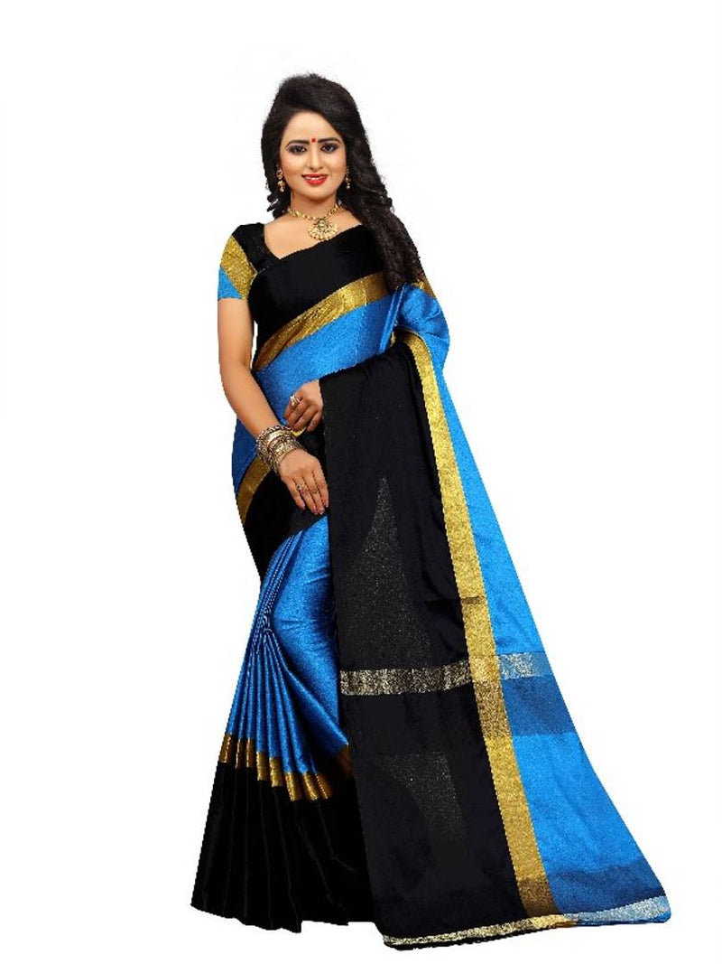 Multicoloured Cotton Silk Saree With Blouse