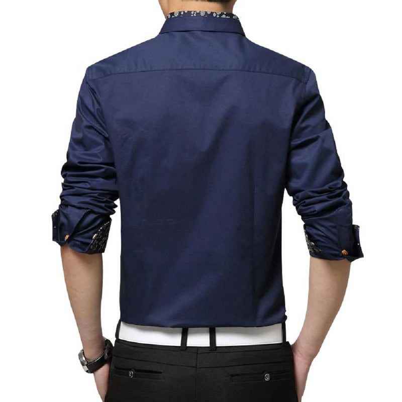 Men's Blue Solid Cotton Regular Fit Casual Shirt