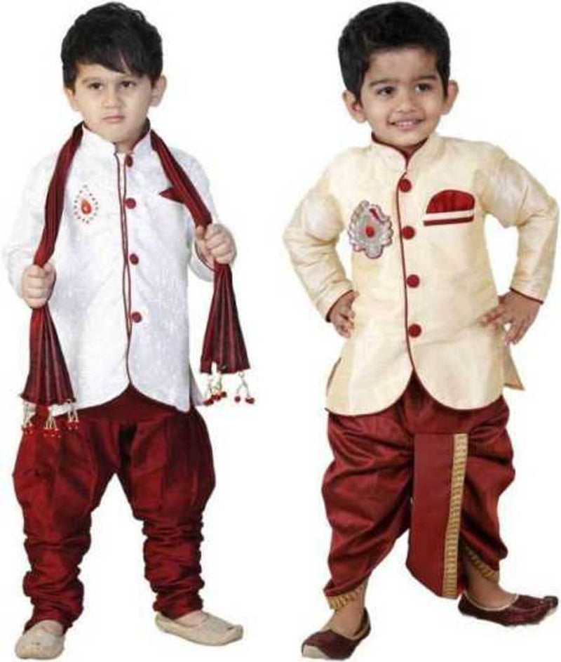 Boys Festive & Party Sherwani and Churidar Set (pack of 2)