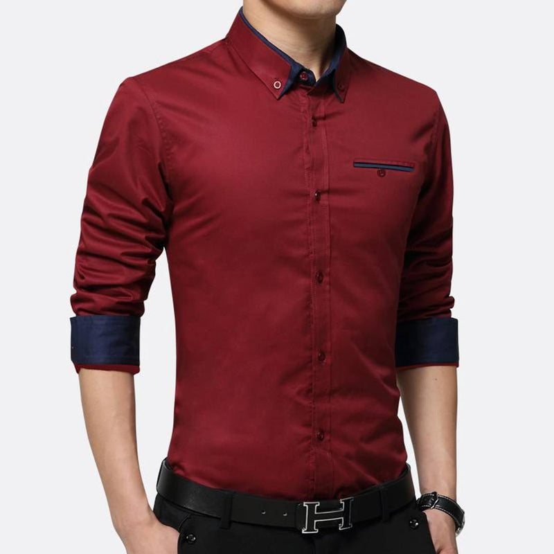 Men's Red Cotton Regular Fit Casual Shirt
