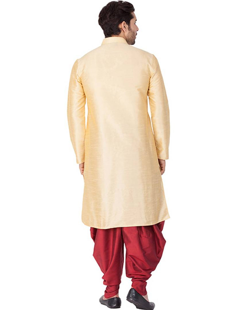 Men's Golden Cotton Silk Kurta Sets