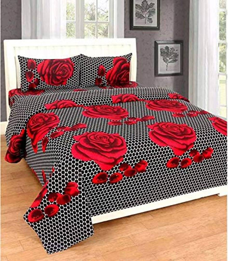 4D Printed Double Bedsheet Set with 2 Pillow Covers (1+2)