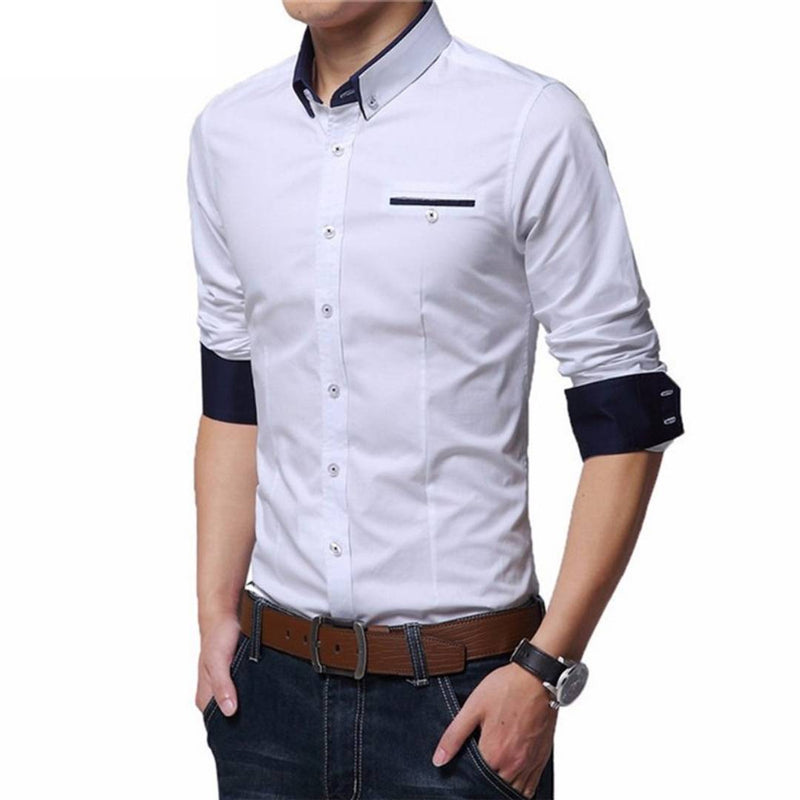 Elite White Cotton Blend Boy's Self Pattern Boy's Shirt