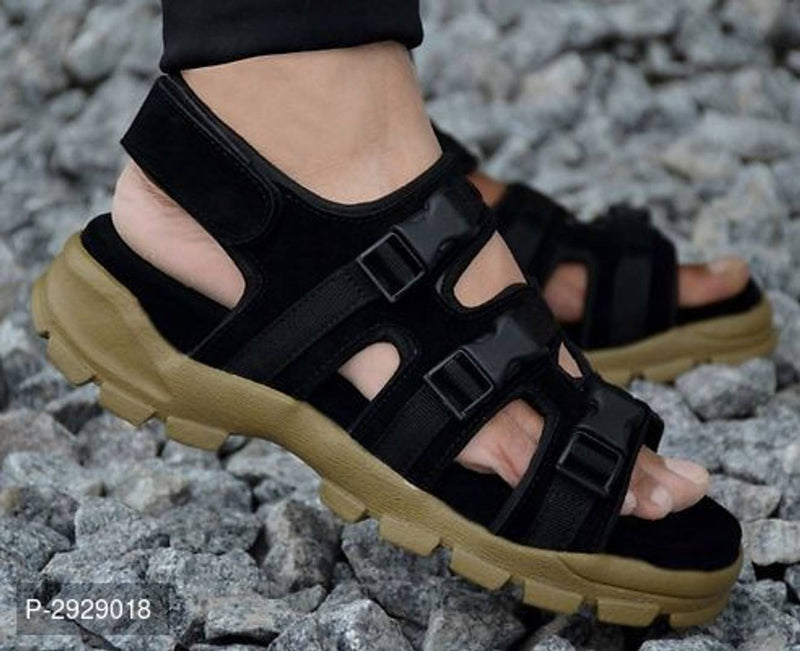 High Fashion Black Synthetic Comfort Outdoor Sandals