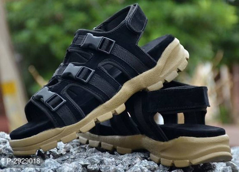 High Fashion Black Synthetic Comfort Outdoor Sandals